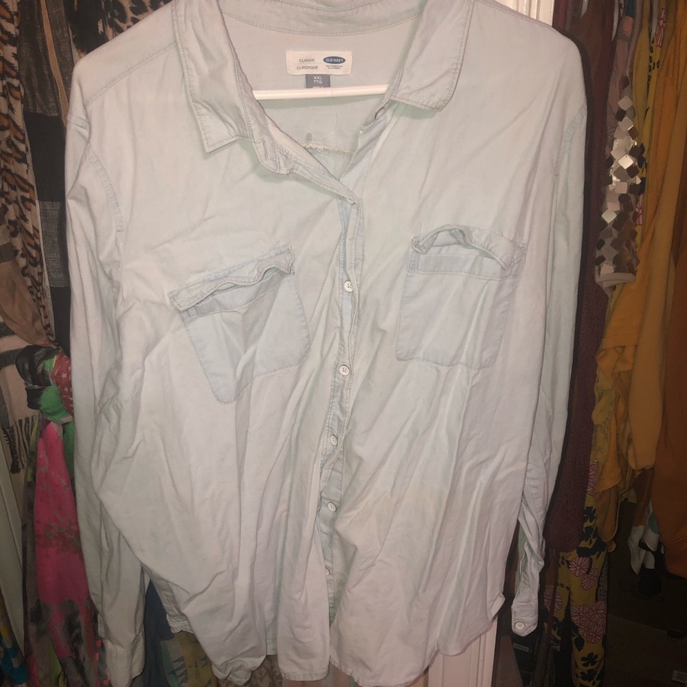 Light wash button up chambray shirt
